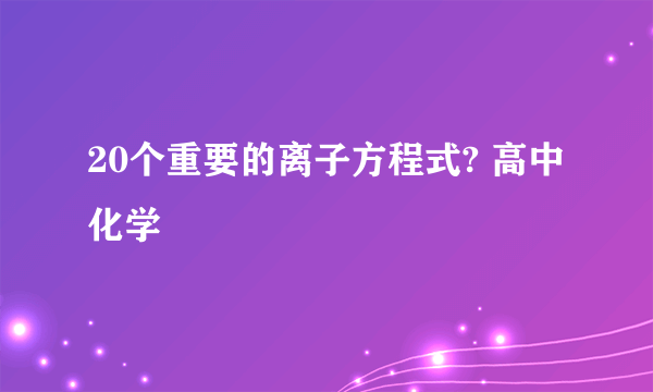 20个重要的离子方程式? 高中化学