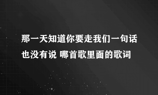 那一天知道你要走我们一句话也没有说 哪首歌里面的歌词