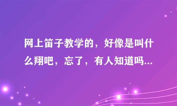 网上笛子教学的，好像是叫什么翔吧，忘了，有人知道吗？现在怎么搜不到他视频了?