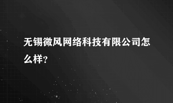 无锡微风网络科技有限公司怎么样？