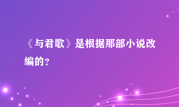 《与君歌》是根据那部小说改编的？