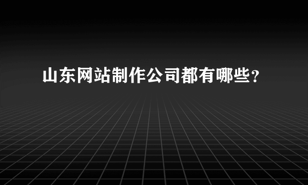 山东网站制作公司都有哪些？