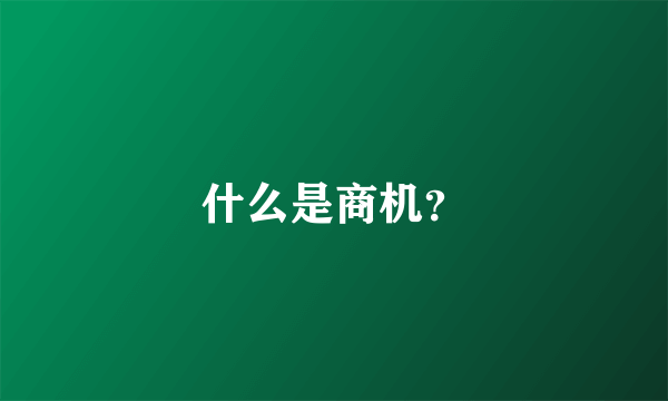 什么是商机？