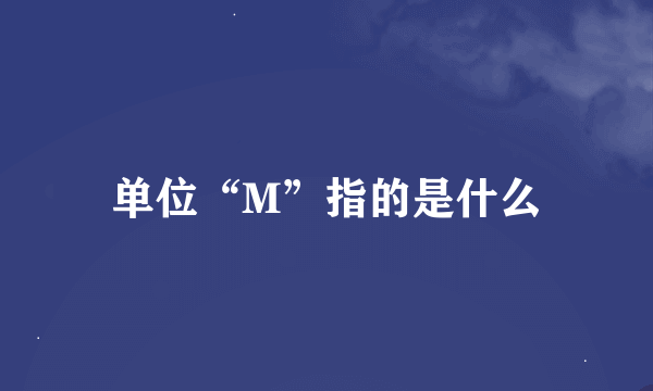 单位“M”指的是什么