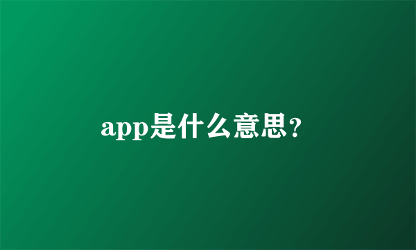 app是什么意思？