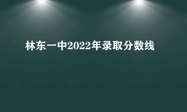 林东一中2022年录取分数线