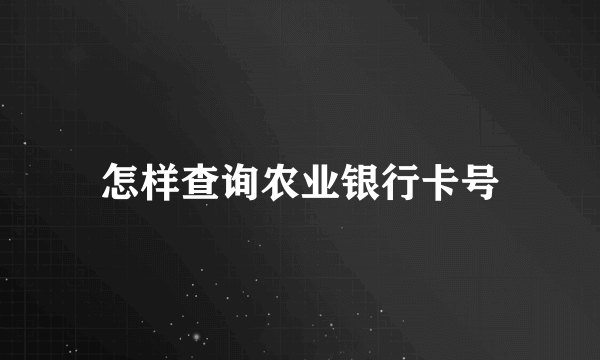 怎样查询农业银行卡号