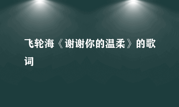 飞轮海《谢谢你的温柔》的歌词