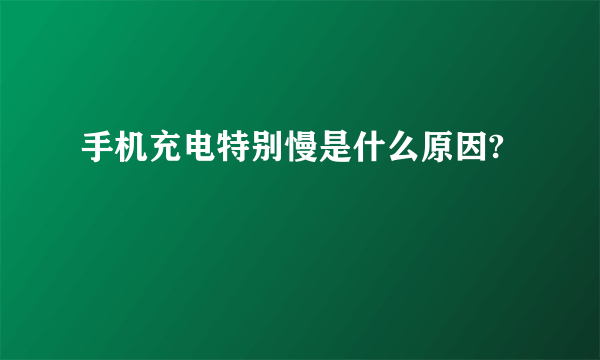 手机充电特别慢是什么原因?