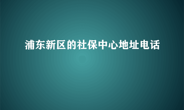 浦东新区的社保中心地址电话