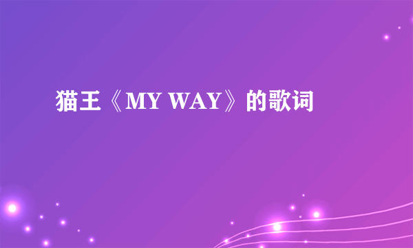 猫王《MY WAY》的歌词