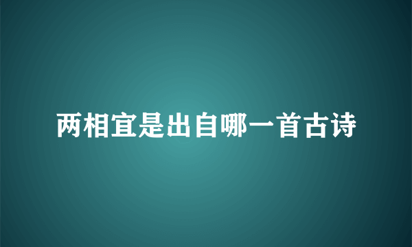 两相宜是出自哪一首古诗