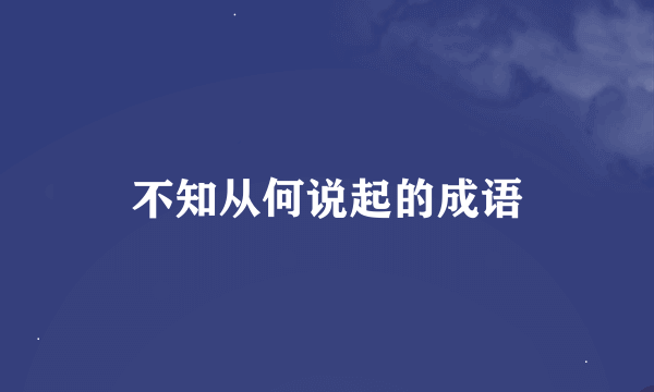 不知从何说起的成语