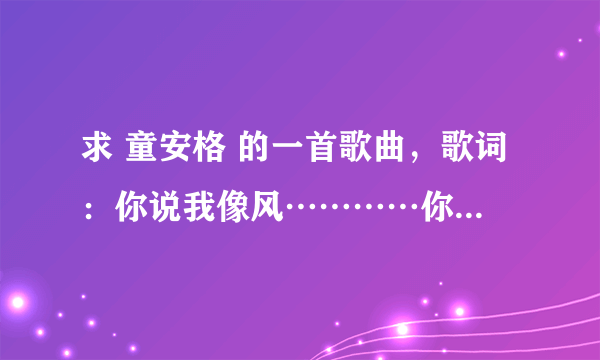 求 童安格 的一首歌曲，歌词：你说我像风…………你说我像云……