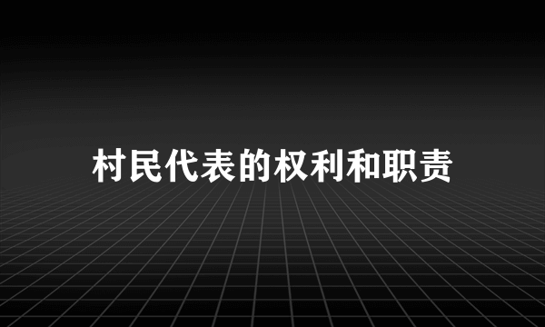 村民代表的权利和职责