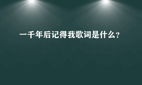 一千年后记得我歌词是什么？