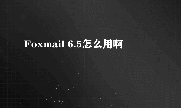 Foxmail 6.5怎么用啊