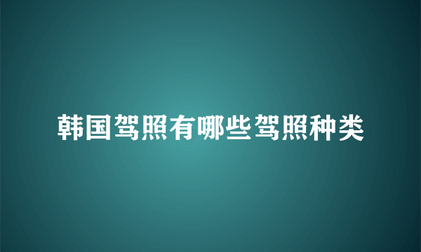 韩国驾照有哪些驾照种类