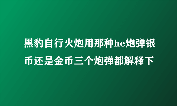 黑豹自行火炮用那种he炮弹银币还是金币三个炮弹都解释下