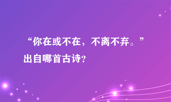 “你在或不在，不离不弃。”出自哪首古诗？