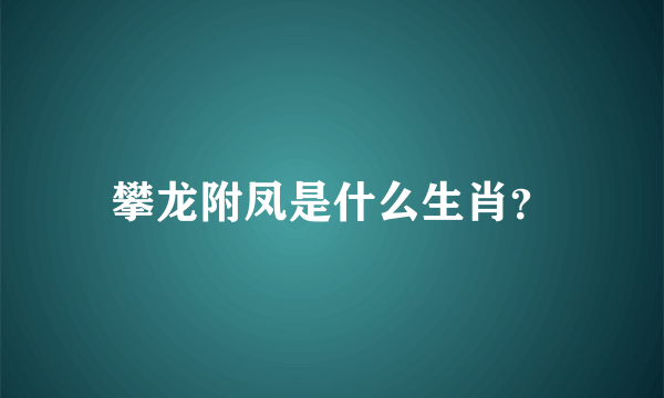 攀龙附凤是什么生肖？