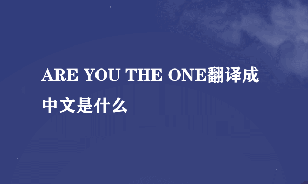 ARE YOU THE ONE翻译成中文是什么