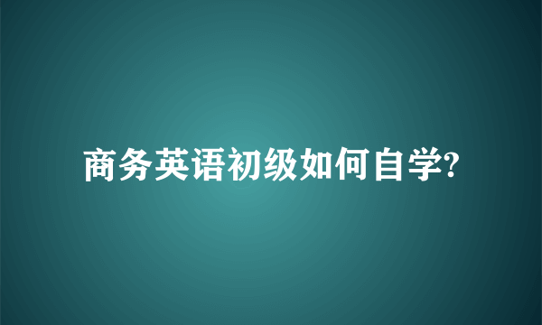 商务英语初级如何自学?