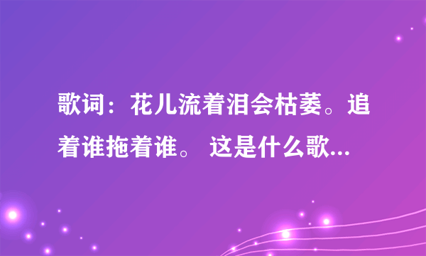 歌词：花儿流着泪会枯萎。追着谁拖着谁。 这是什么歌的歌词？