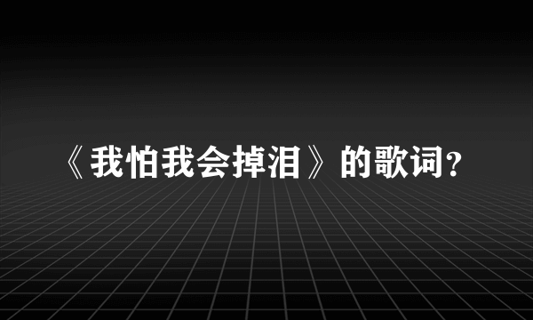 《我怕我会掉泪》的歌词？