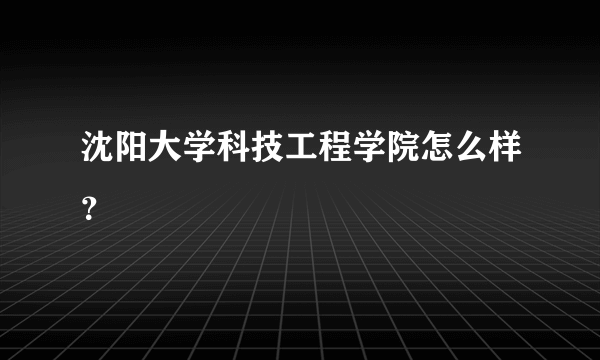 沈阳大学科技工程学院怎么样？