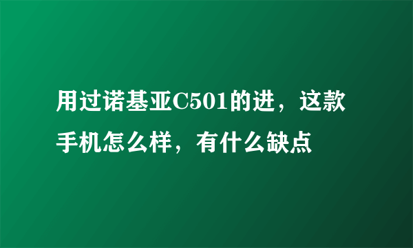 用过诺基亚C501的进，这款手机怎么样，有什么缺点