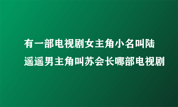 有一部电视剧女主角小名叫陆遥遥男主角叫苏会长哪部电视剧