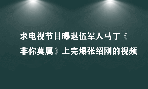 求电视节目曝退伍军人马丁《非你莫属》上完爆张绍刚的视频