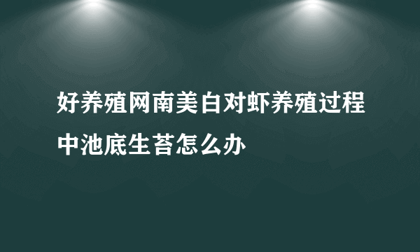 好养殖网南美白对虾养殖过程中池底生苔怎么办