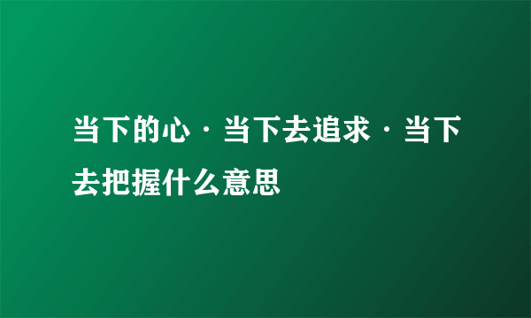 当下的心·当下去追求·当下去把握什么意思