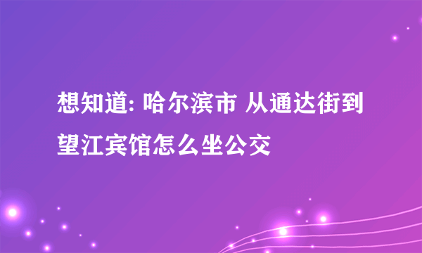 想知道: 哈尔滨市 从通达街到望江宾馆怎么坐公交