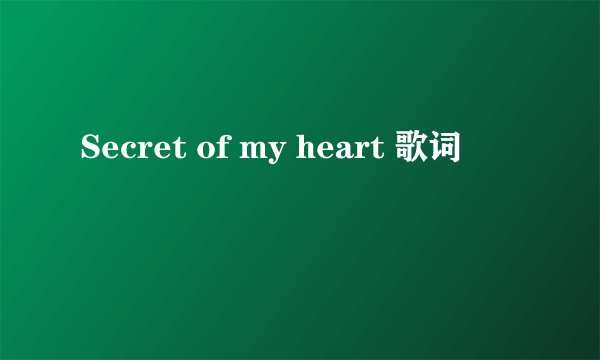 Secret of my heart 歌词