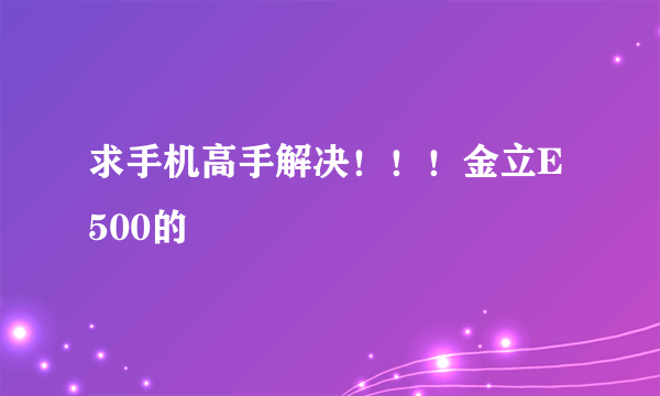 求手机高手解决！！！金立E500的