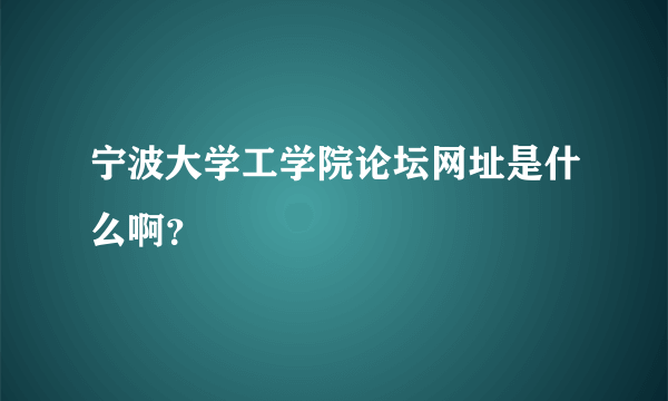 宁波大学工学院论坛网址是什么啊？