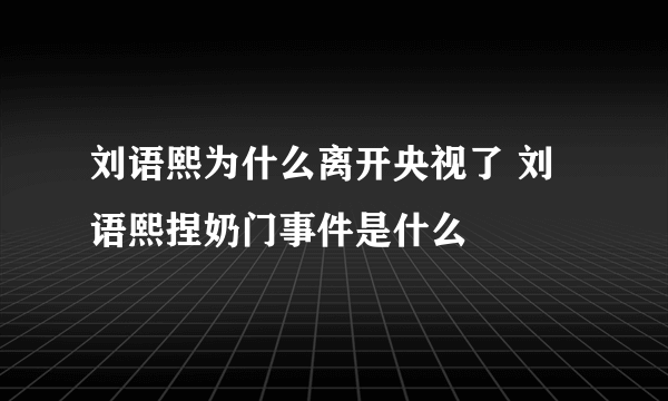 刘语熙为什么离开央视了 刘语熙捏奶门事件是什么