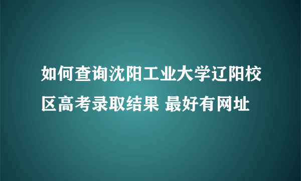 如何查询沈阳工业大学辽阳校区高考录取结果 最好有网址