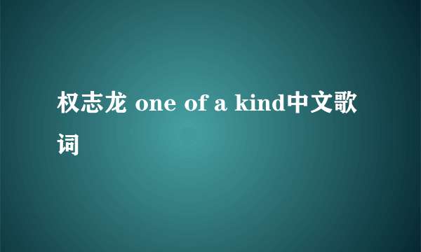 权志龙 one of a kind中文歌词