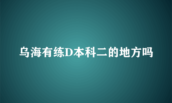 乌海有练D本科二的地方吗