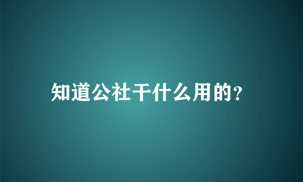 知道公社干什么用的？