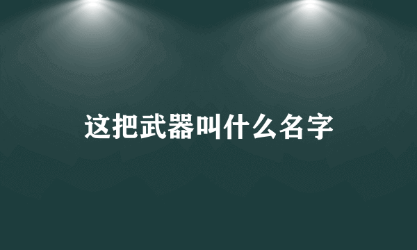 这把武器叫什么名字