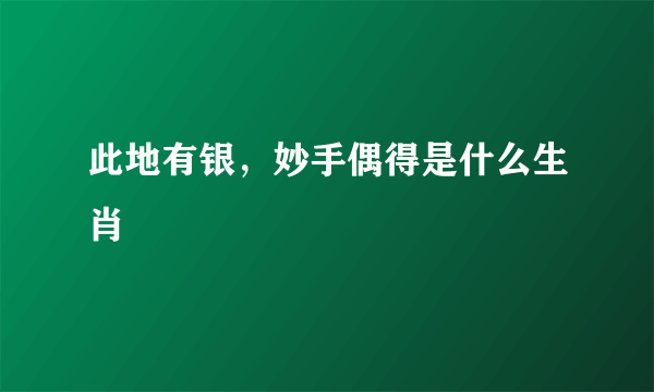 此地有银，妙手偶得是什么生肖