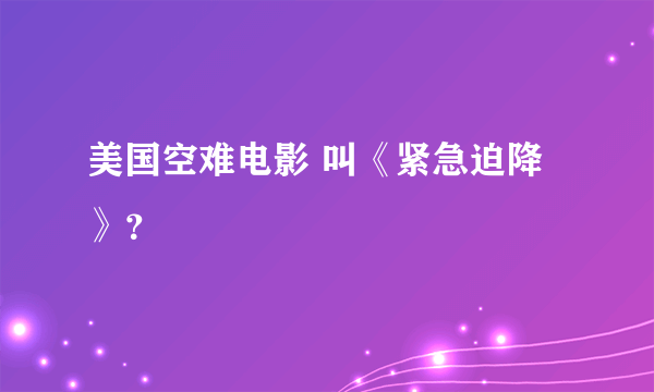 美国空难电影 叫《紧急迫降》？