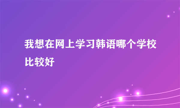 我想在网上学习韩语哪个学校比较好