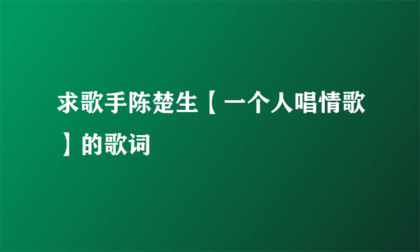 求歌手陈楚生【一个人唱情歌】的歌词