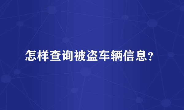 怎样查询被盗车辆信息？